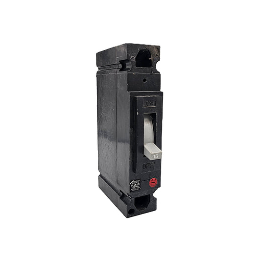 USED General Electric TED114015 Circuit Breaker 1-Pole, 15 Amp, 120/240V AC, Plug-In, Thermal Magnetic, TED Frame