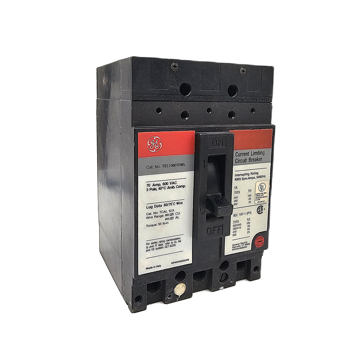 General Electric TEL136070 Current Limiting Circuit Breaker 3-Pole, 70 Amp, 600V AC, TEL Frame – Spectra RMS