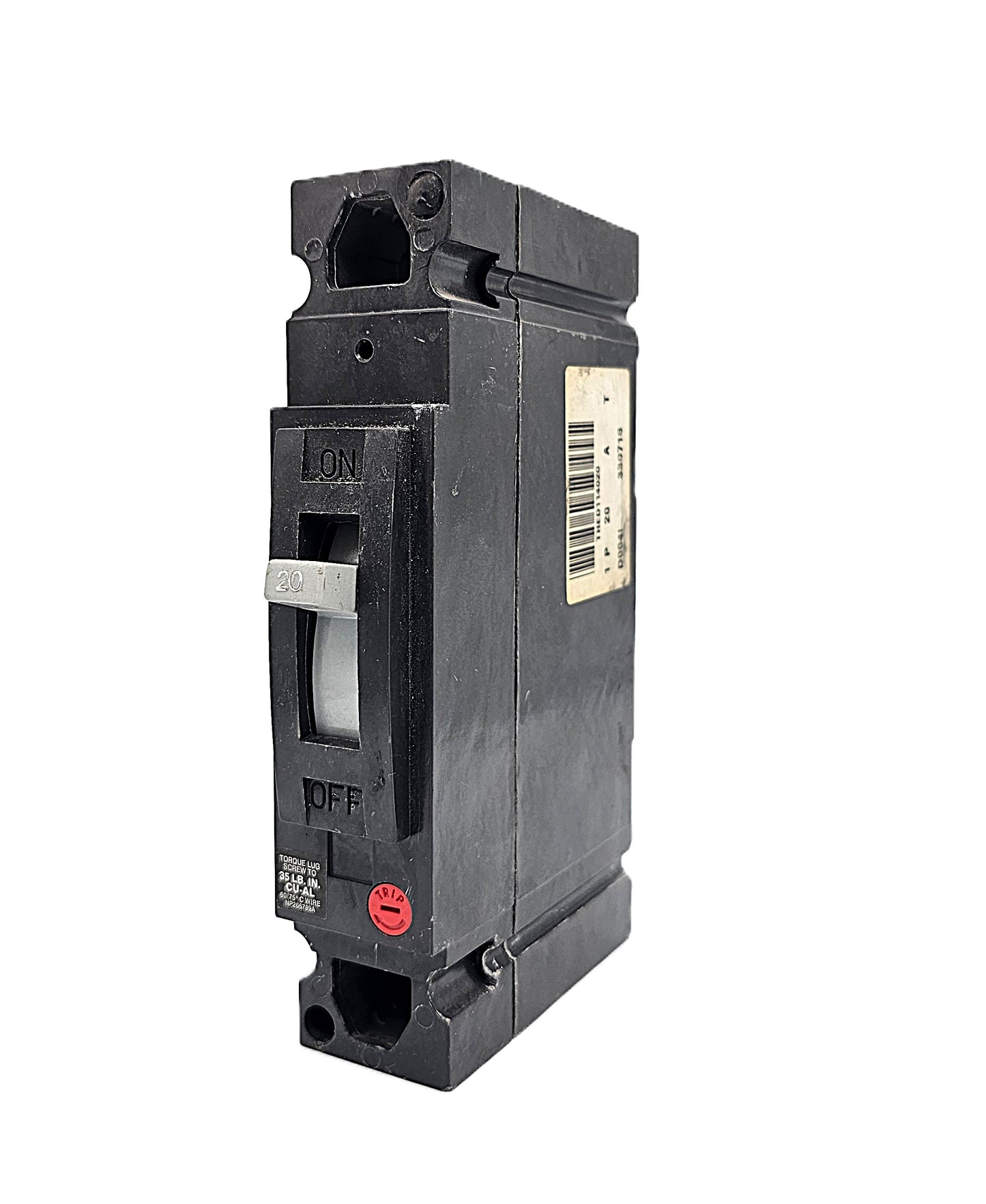 General Electric THED114020 Circuit Breaker 1-Pole, 20 Amp, 120/240V AC, Plug-In/Bolt-On, Molded Case