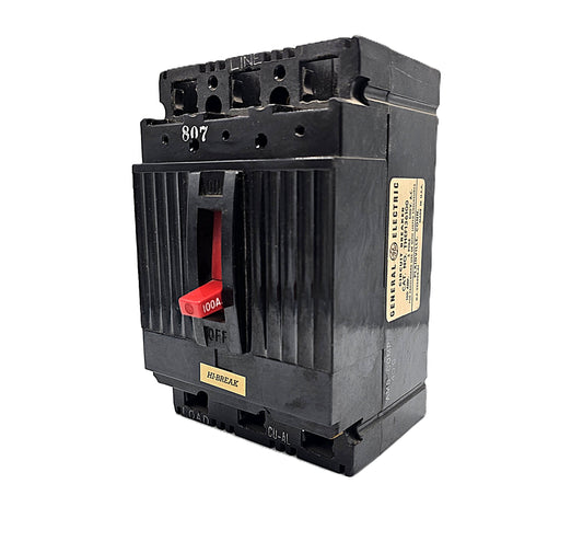 General Electric THEF136100 Hi-Break Circuit Breaker 3-Pole, 100 Amp, 600V AC, Bolt-On, Hi-Break Frame