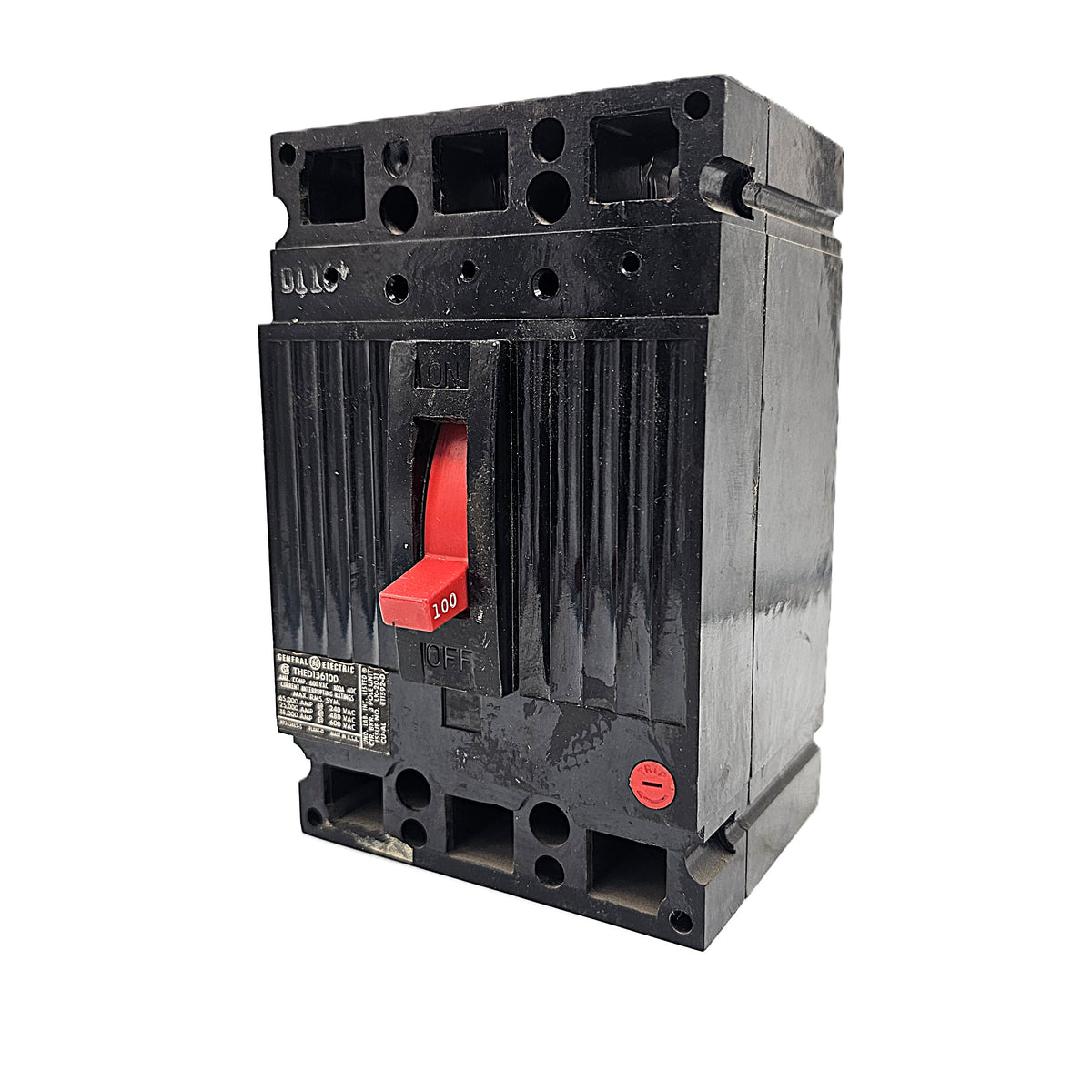 General Electric THED136100 Hi-Break Circuit Breaker 3-Pole, 100 Amp, 600V AC, Bolt-On, Hi-Break Frame