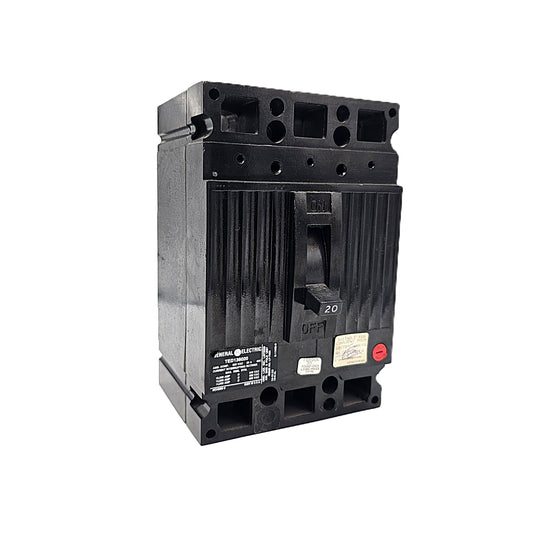 General Electric TED136020 Circuit Breaker 3-Pole, 20 Amp, 600V AC, Bolt-On, TED Frame
