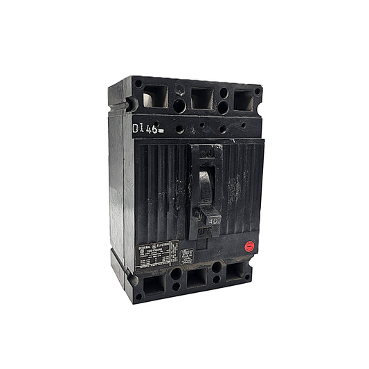 General Electric TED13040 Circuit Breaker 3-Pole, 40 Amp, 600V AC, Bolt-On, TED Frame