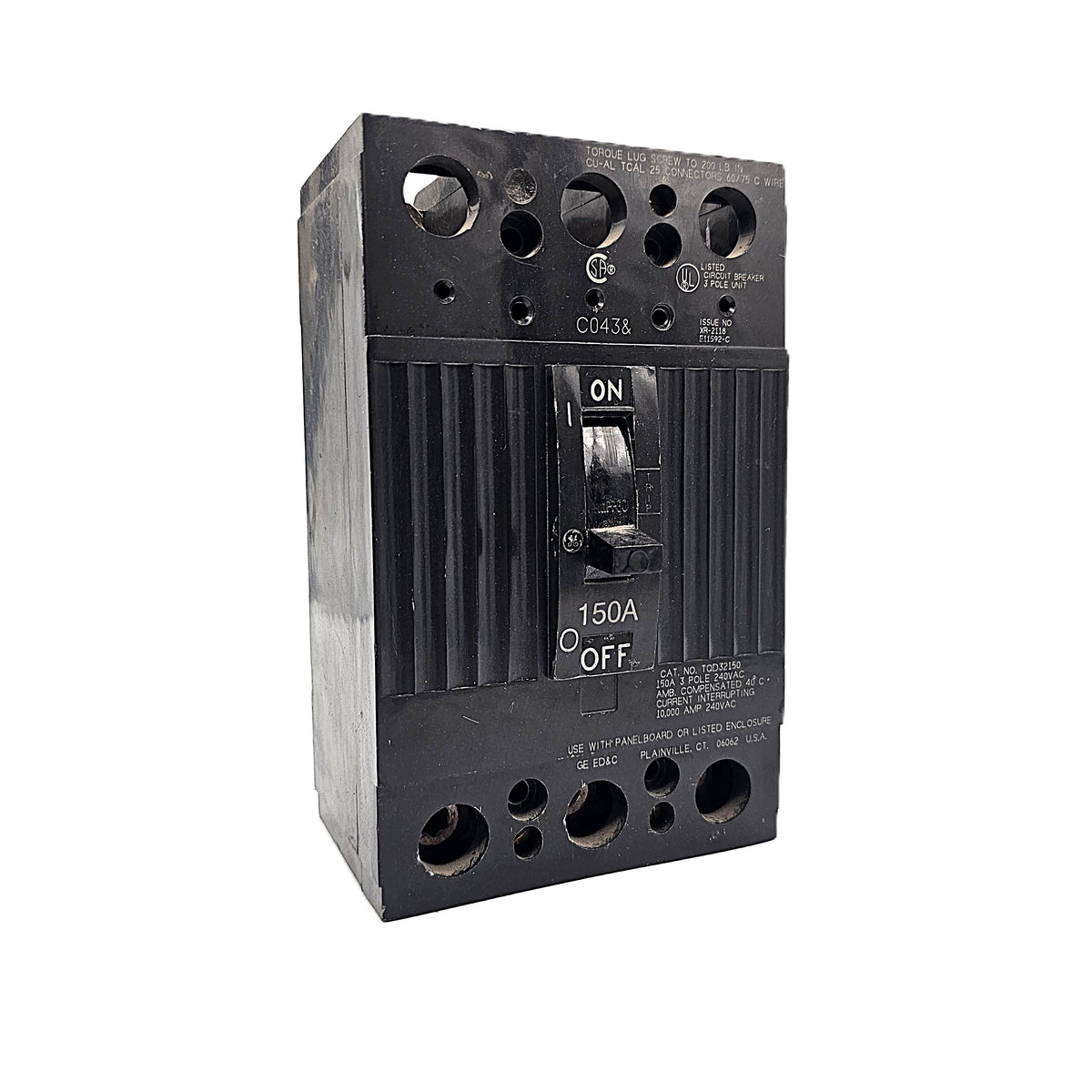 General Electric TQD32150 Circuit Breaker 3-Pole, 150 Amp, 240V AC, TQD Frame, Bolt-On