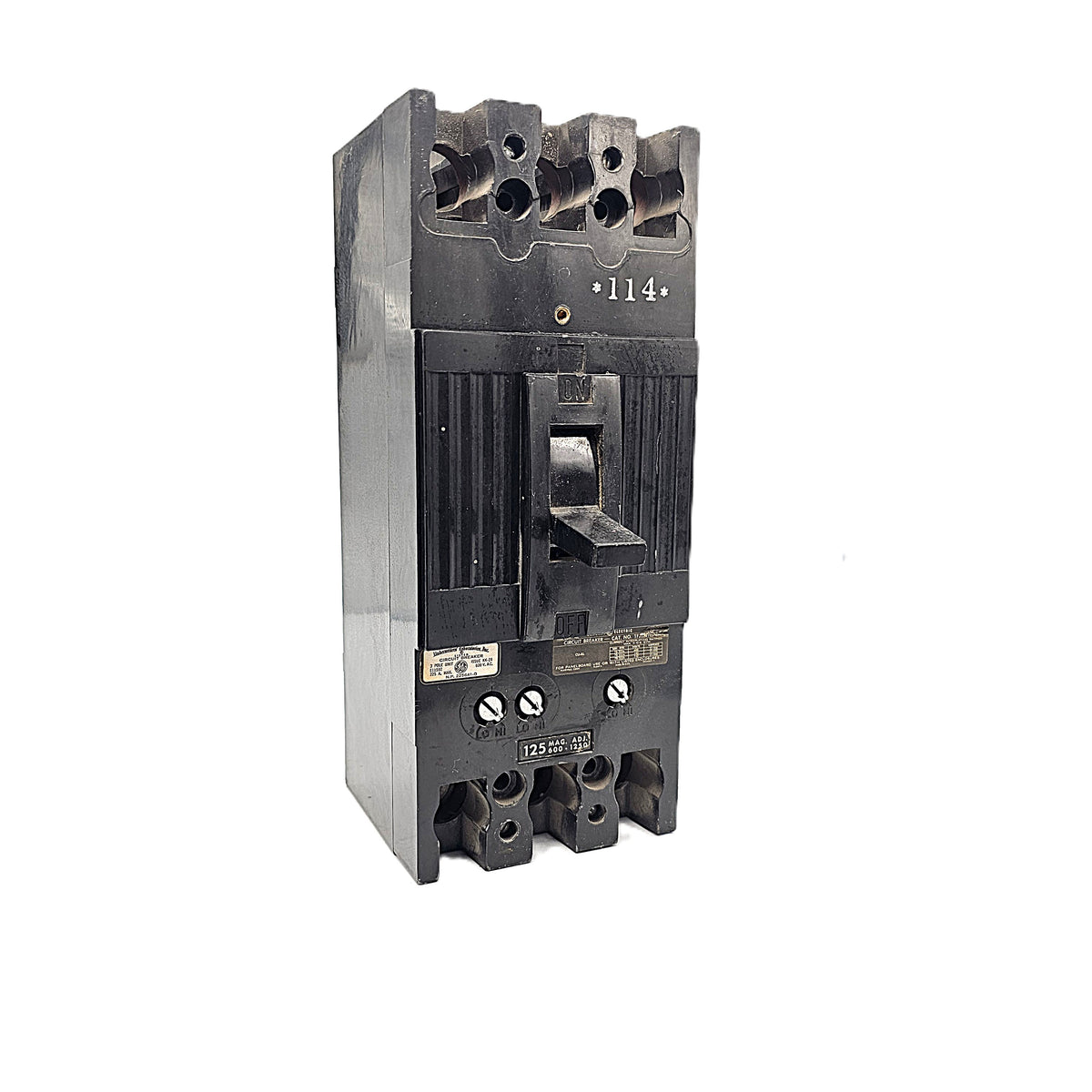 General Electric THED134125 Circuit Breaker 3-Pole, 125 Amp, 600V AC, Bolt-On, THED Frame