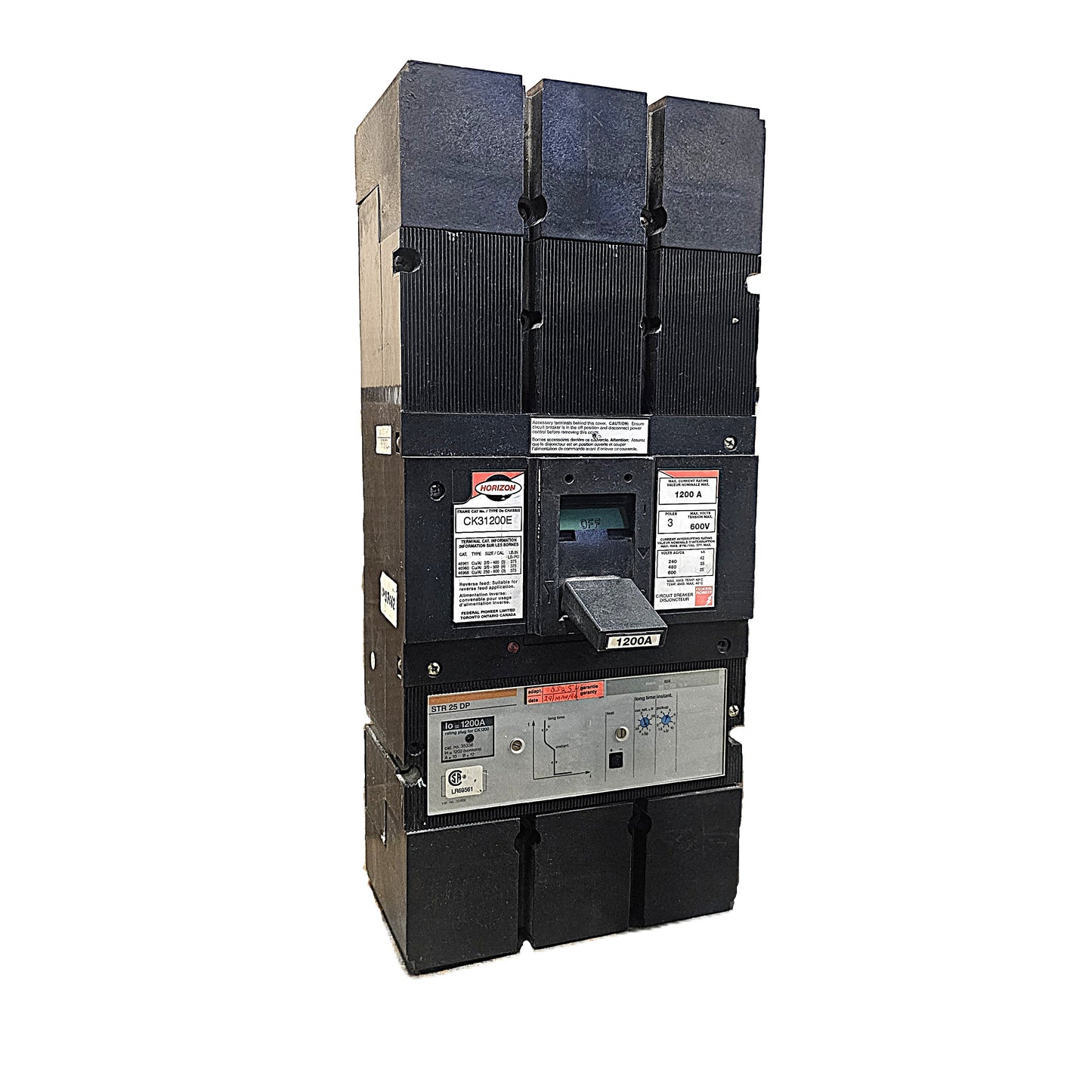 Horizon CK31200E Circuit Breaker 3-Pole, 1200 Amp, 600V AC, Bolt-On, K-Frame