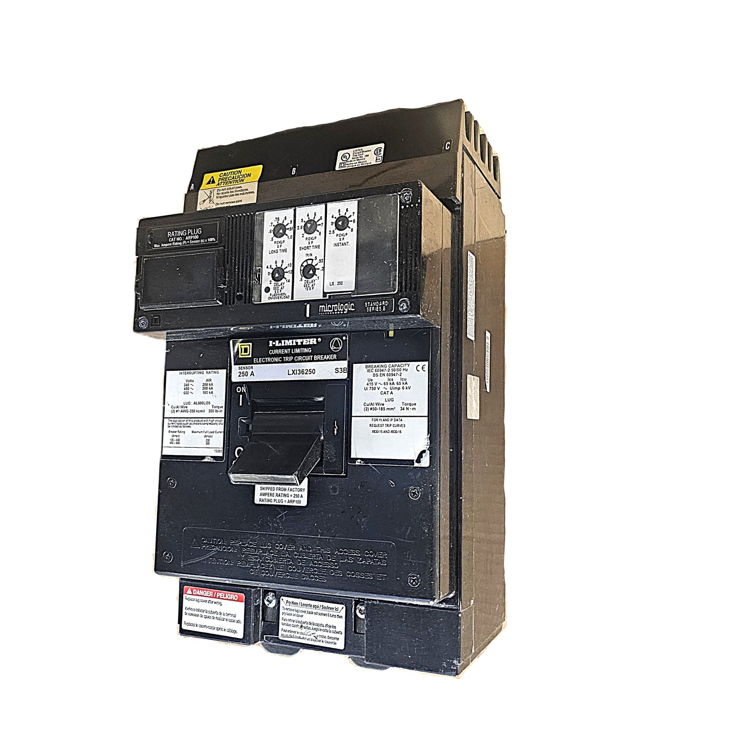 Square D LX36250 H-Limiter Circuit Breaker 3-Pole, 250 A, 250 Amp sensor, 600V AC, Bolt-On, LX Frame