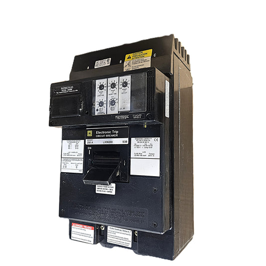Square D LX36200 Electronic Trip Circuit Breaker 3-Pole, 200 A, 250 Amp sensor, 600V AC, Bolt-On, LX Frame