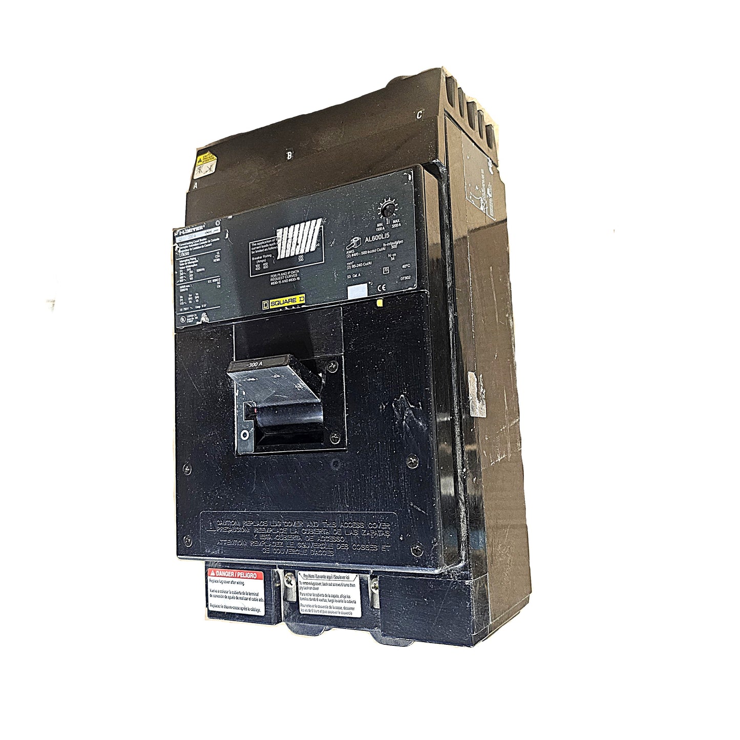 Square D LI36300 Circuit Breaker 3-Pole, 300 Amp, 600V AC, Bolt-On, AL Frame