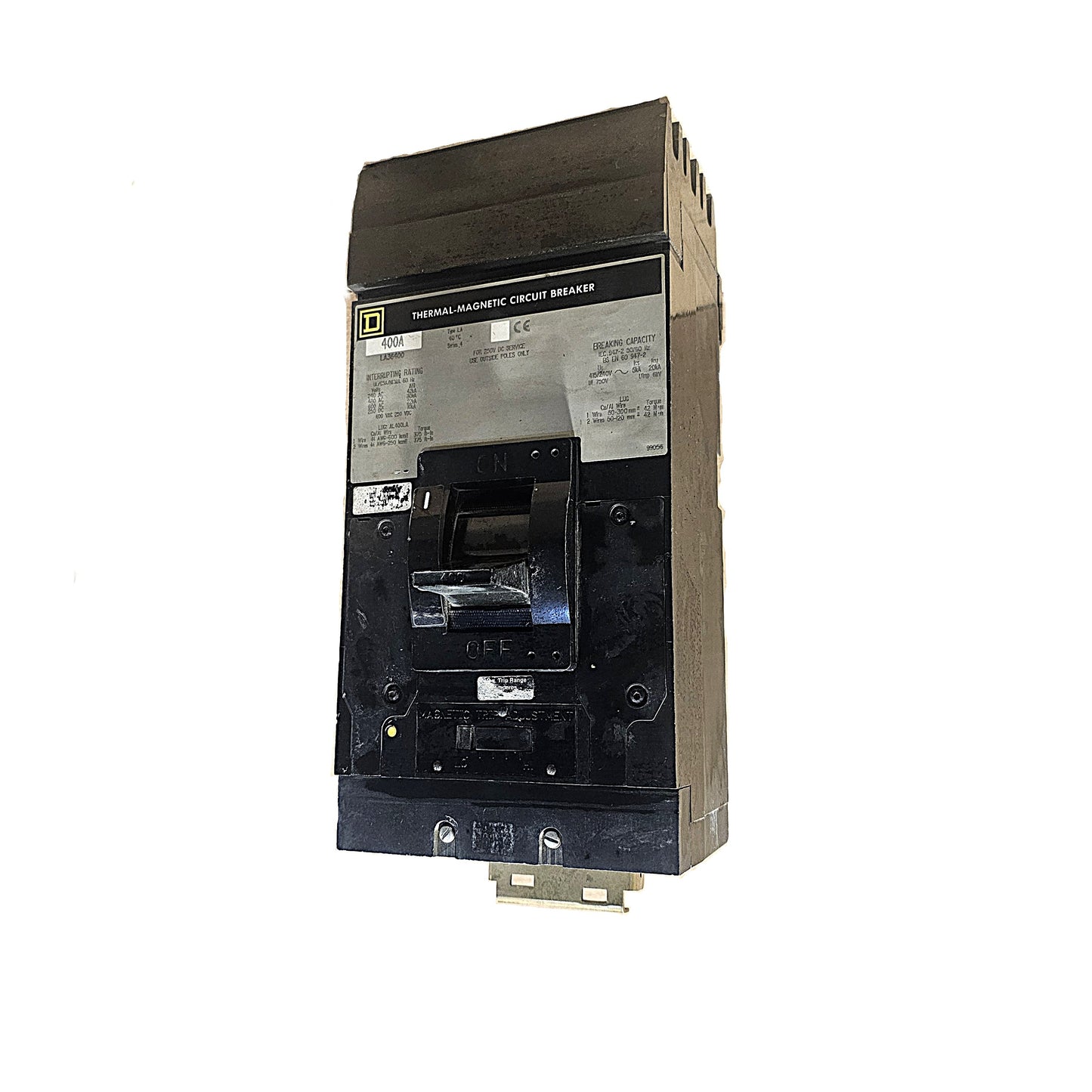 Square D LA36400 Circuit Breaker 3-Pole, 400 Amp, 600V AC, Thermal Magnetic, LA Frame