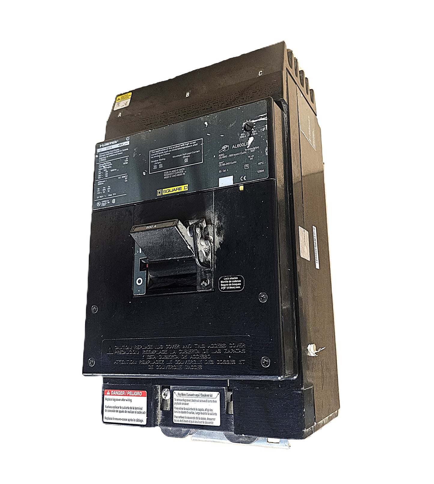 Square D LA36400 Circuit Breaker 3-Pole, 400 Amp, 600V AC, Thermal Magnetic, LA Frame
