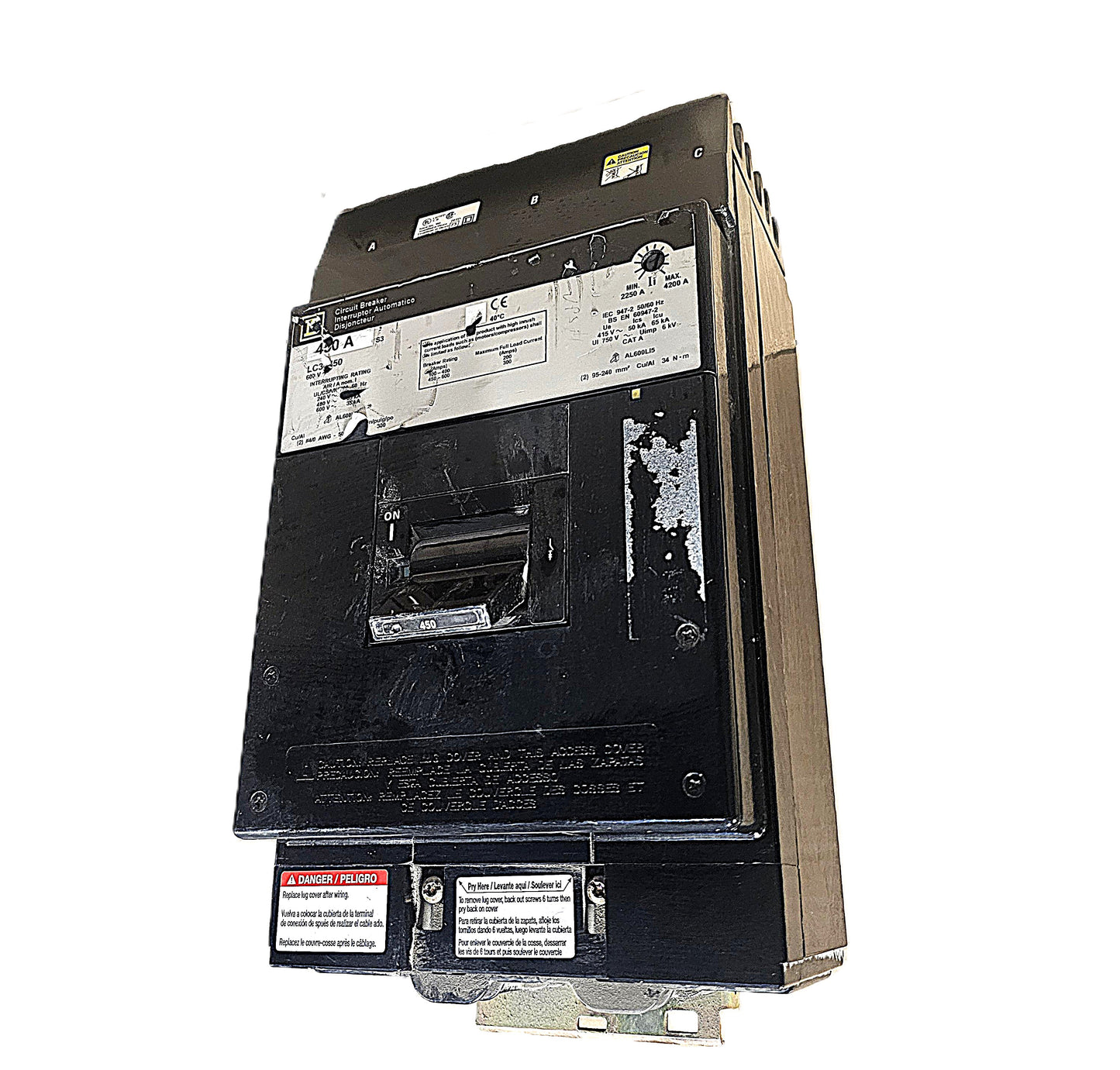 Square D LC36450 Circuit Breaker 3-Pole, 450 Amp, 600V AC, Thermal Magnetic, LC Frame