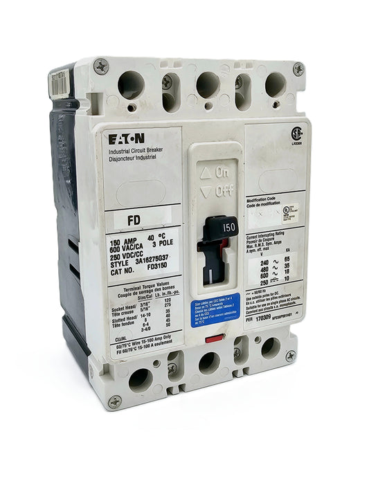 Eaton FD3150 Industrial Circuit Breaker 150 Amp, 3-pole 600 VAC / 250 VDC Bolt-On