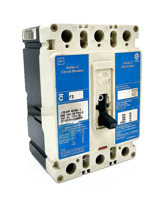 Eaton Cutler-Hammer FD3175L Series C Industrial Circuit Breaker 175Amps 3-Pole 600Vac/250VDC Bolt-On