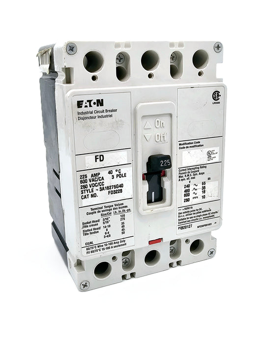 Eaton Industrial Circuit Breaker FD3225 3-Pole 225 Amps AC600 VAC DC250 VDC