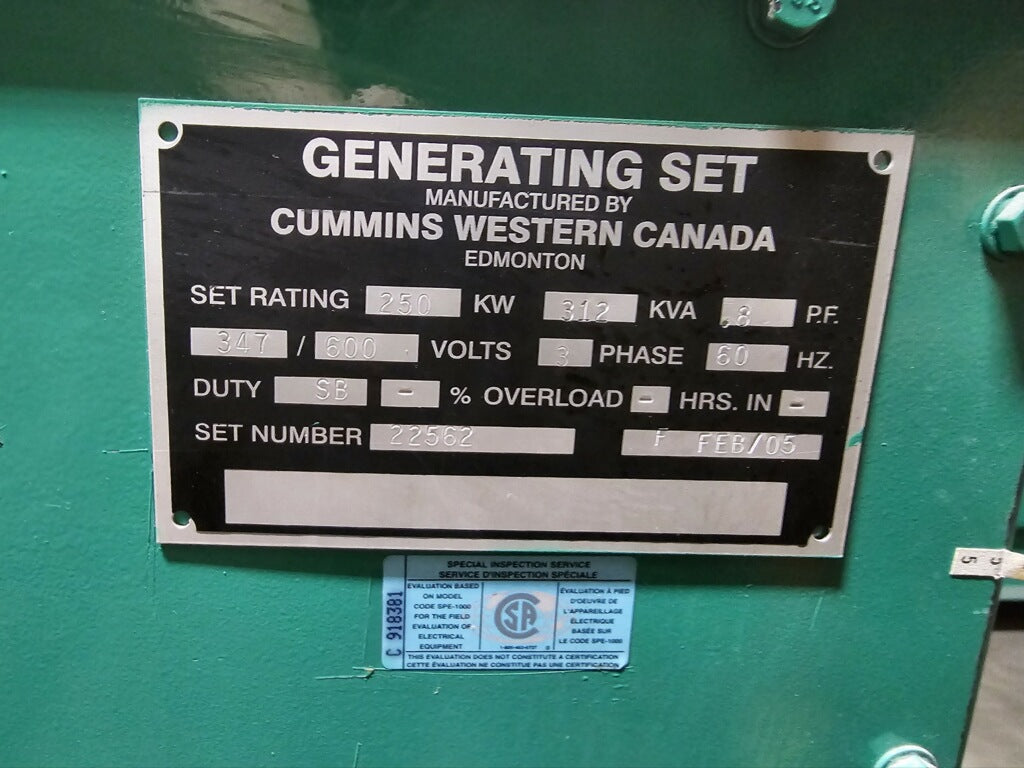 2005 Cummins Natural Gas Generator