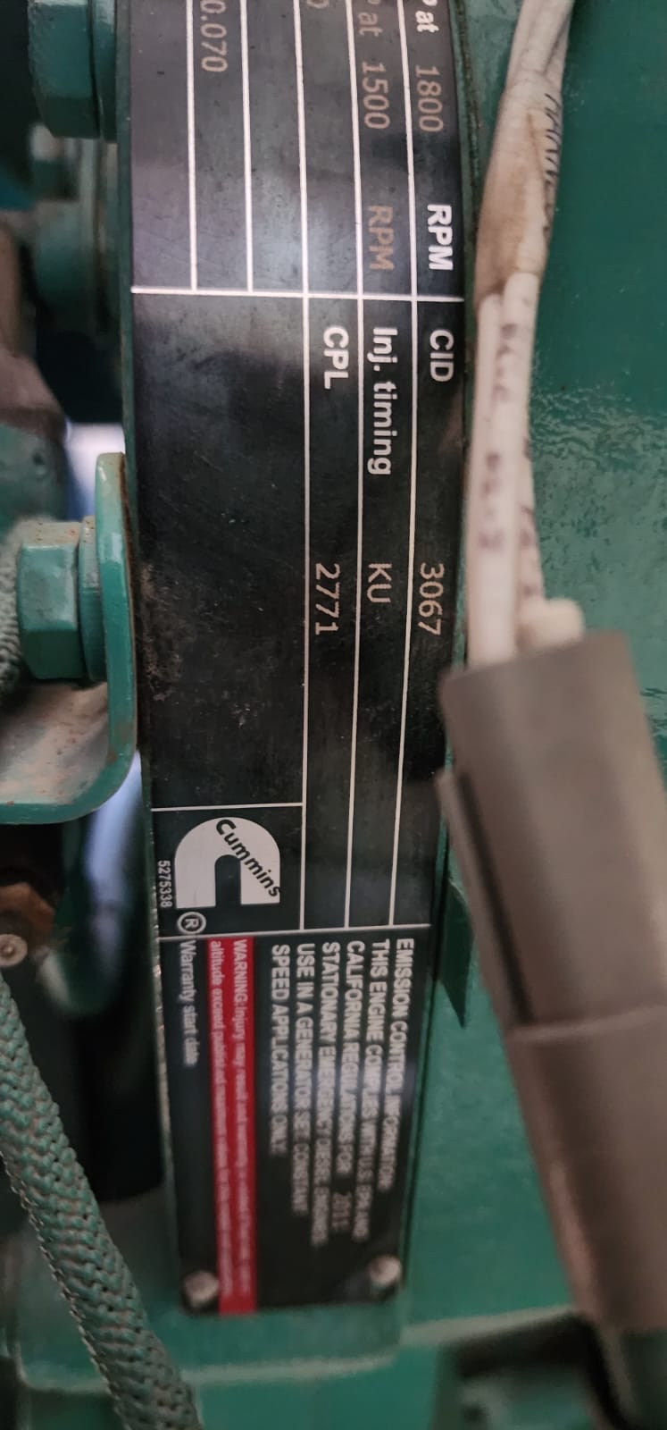 2011 Cummins 1250Kw Diesel Generator