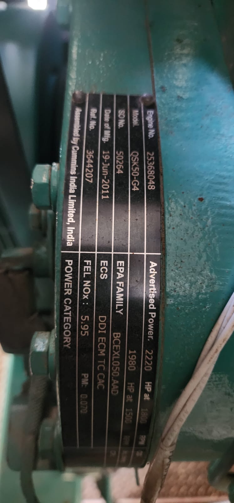 2011 Cummins 1250Kw Diesel Generator