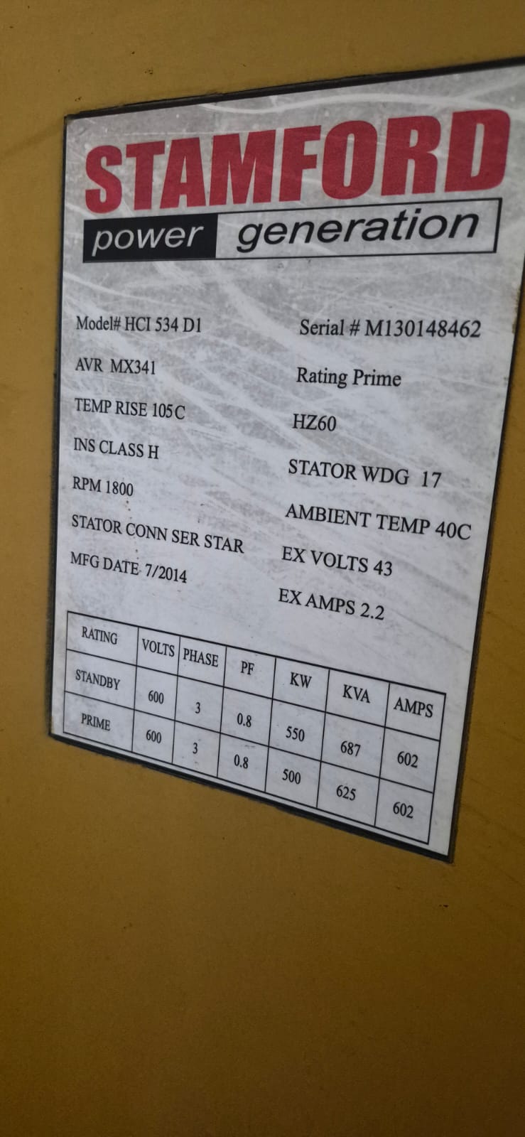 2014 Caterpillar C15 Diesel Generator