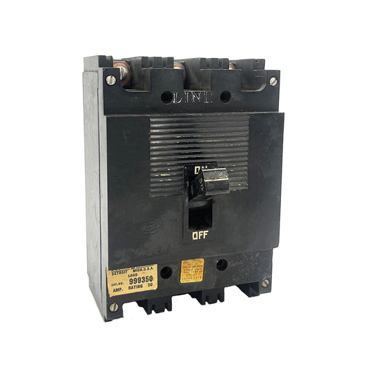 Square D Q3B3050 Circuit Breaker 3-Pole, 50 Amp, 600V AC, Thermal Magnetic, Q3B Frame