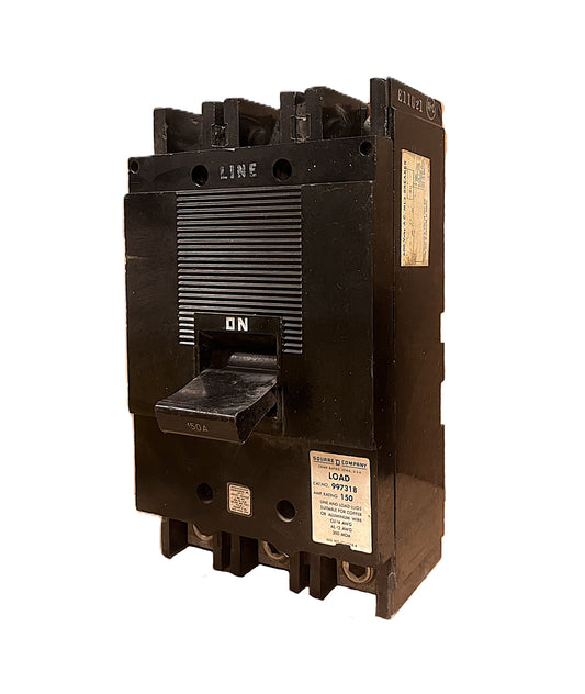 Square D 997318 Circuit Breaker  3-Pole, 150 Amp, 600V AC, Thermal Magnetic, Q2 Frame