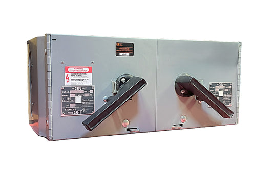 Siemens / ITE V7E3633J Double Heavy Duty Safety Switchgear Assembly 3-Pole, 100A + 100A, 240V AC, Non-Fusible, Clampmatic Vacu-Break, NEMA 1