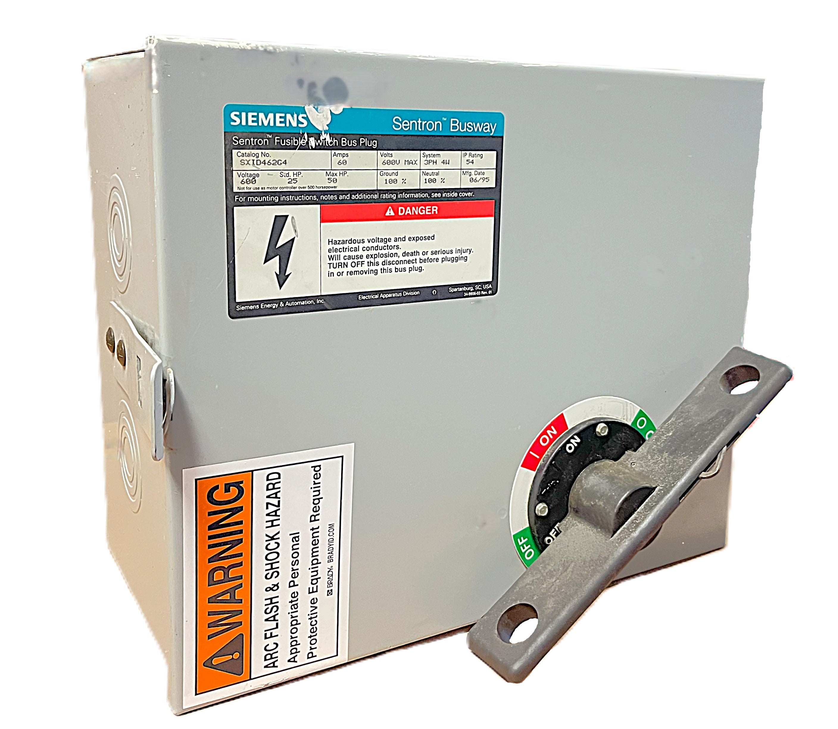 Sentron Bus Plug Siemens Sentron SXID462G4 Fusible Switch Bus Plug, 60A, 600V AC, 3-Pol ...