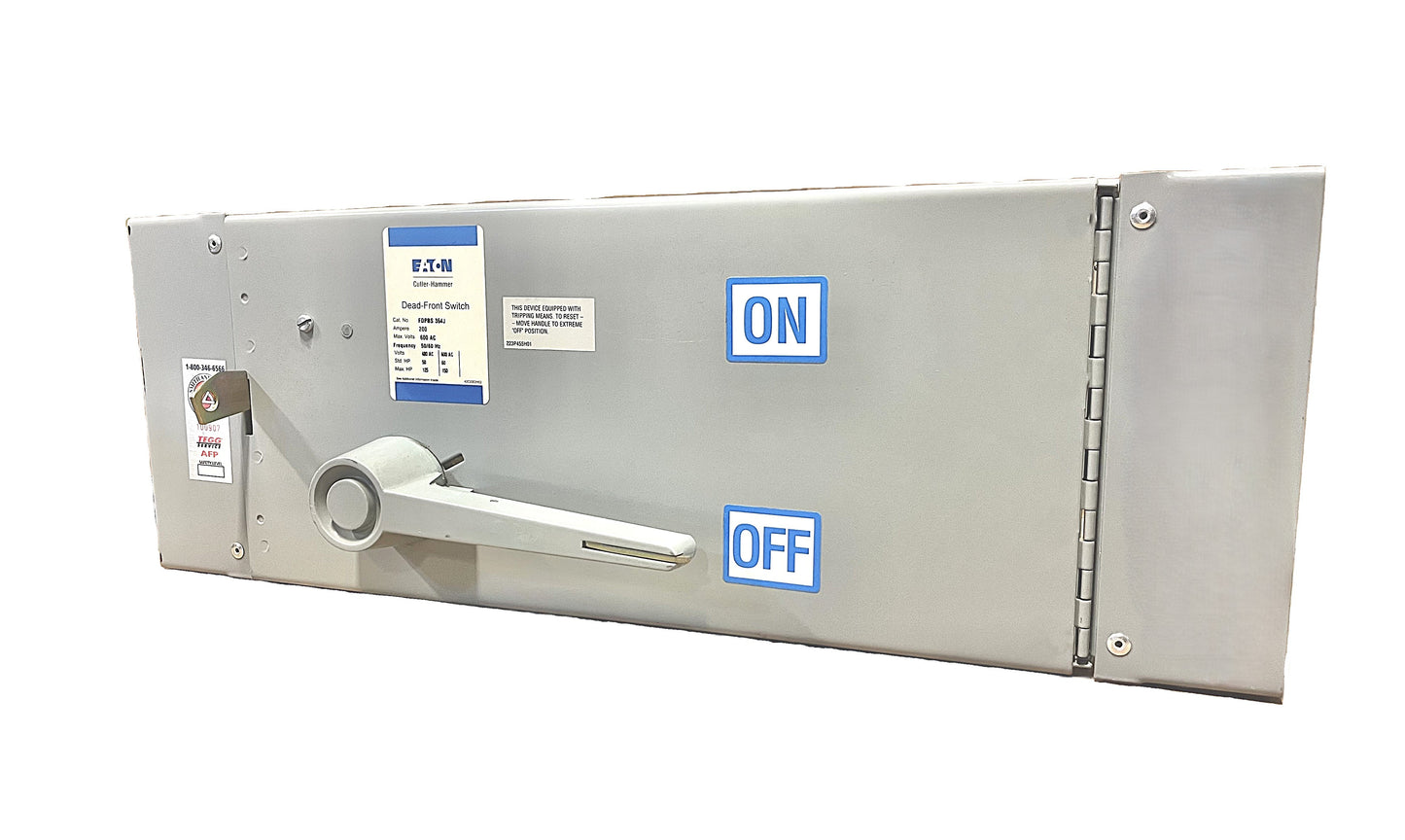 USED Eaton FDPBS364J Dead-Front Switch 3-Pole, 200 Amp, 600V AC, Fusible