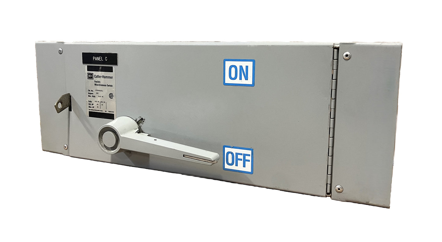 USED Cutler-Hammer CFDPWS324J, Fusible Miscellaneous Switch 3-Pole, 200 Amp, 240V AC, Fusible