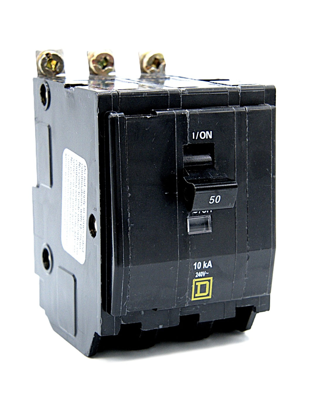 Square D QO350 Three-Pole Circuit Breaker 50 Amp 240V AC 10 kA Bolt-ON