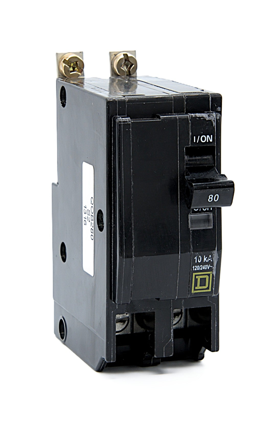 Square D QOB280 Two-Pole Circuit Breaker 80 Amps 120/240V AC 10 kA Bolt-On