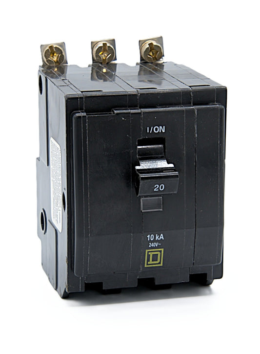 Square D QOB320 Three-Pole Circuit Breaker 20 Amps 240V AC 10 kA