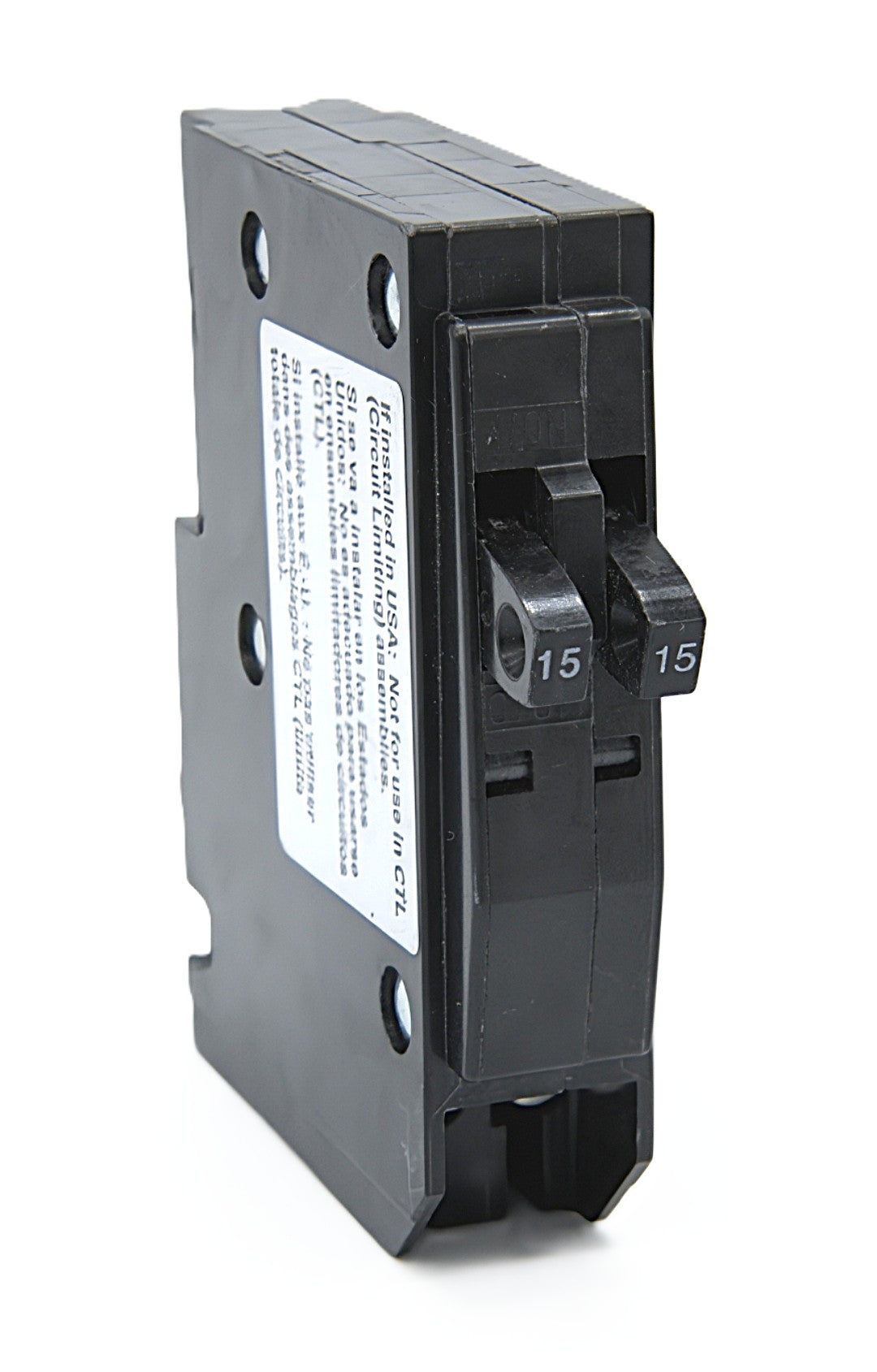 Square D Tandem QOT1515 Two Single-Pole in One Circuit Breaker 15 Amps + 15 Amps 120/240V AC 10 kA Push-On