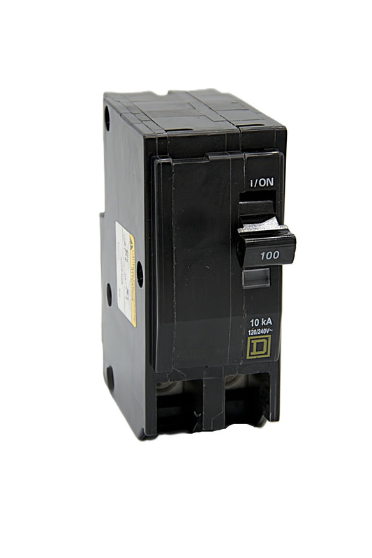 Square D QOB2100 Two-Pole Circuit Breaker 100 Amps 120/240V AC10 kA Push-On