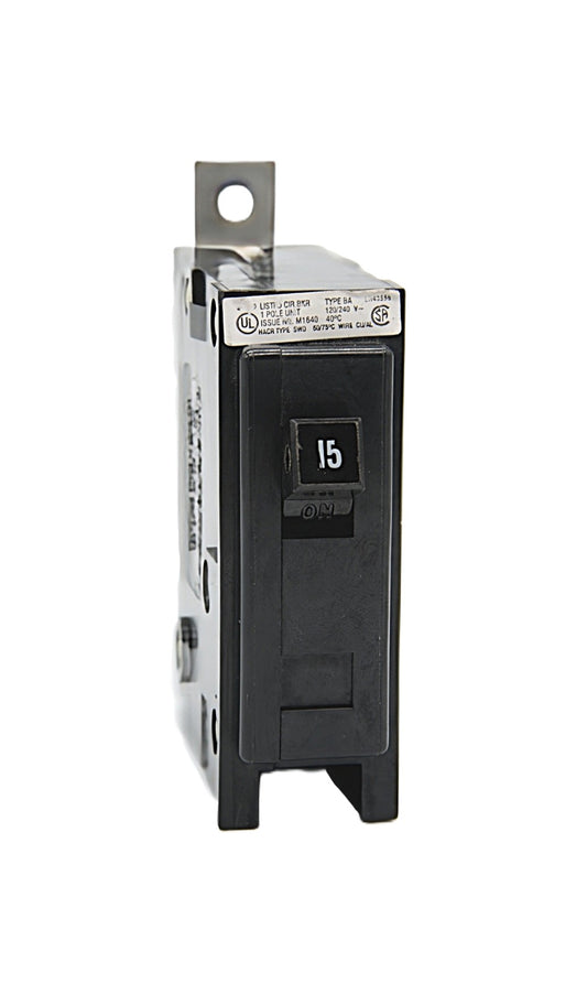 Square D Type BA115  15-Amp Single-Pole Circuit Breaker 15 Amps 120/240V AC Bolt-On