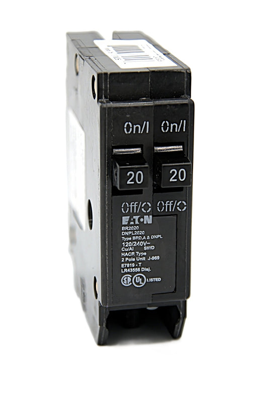 Eaton Type DNPL2020 tandem 20-Amp Double-Pole 120/240V AC Circuit Breaker Push-On