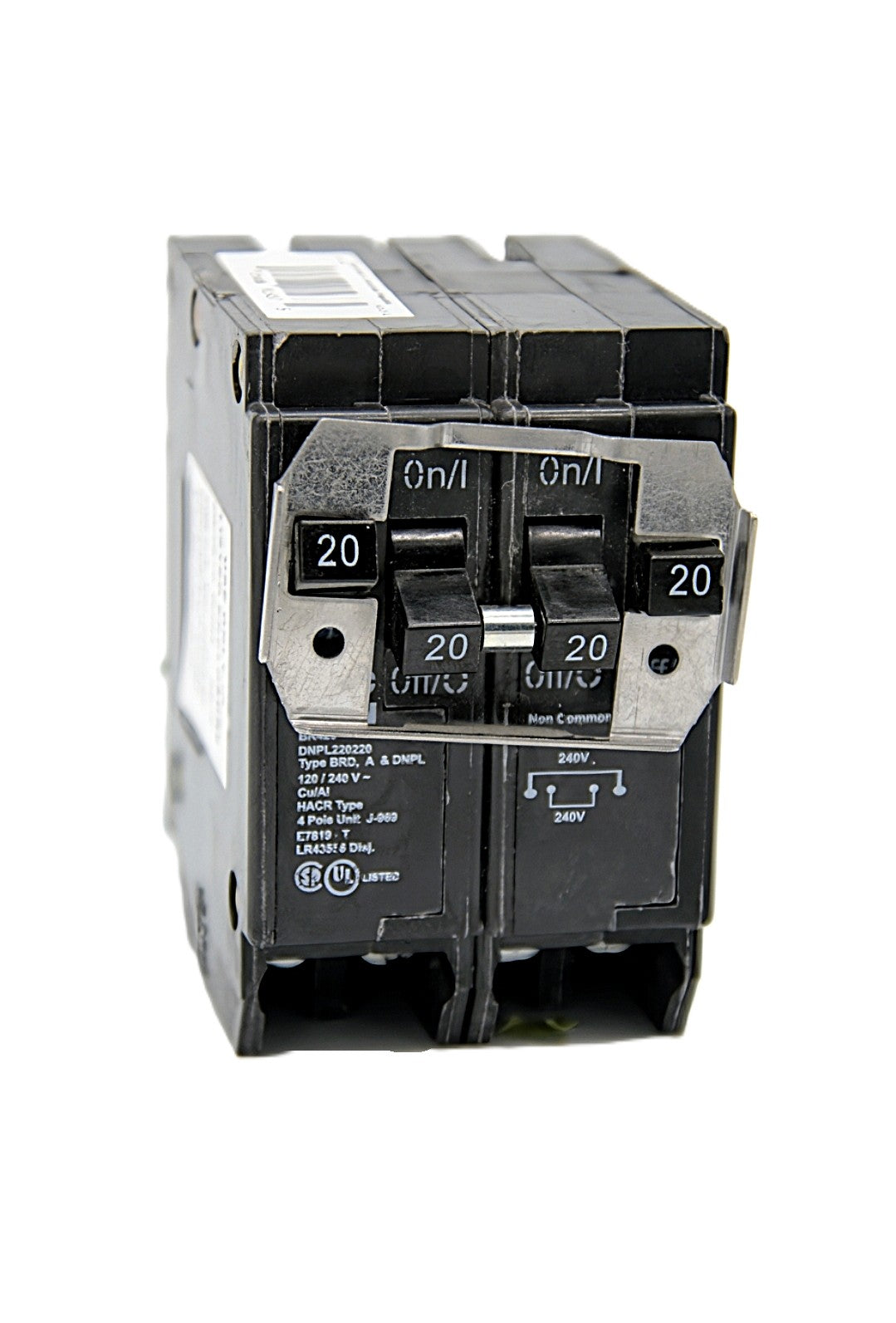 Eaton DNPL220220 4-Pole Quad Configuration 20 Amps on each pole 120/240V AC Circuit breaker Push-On