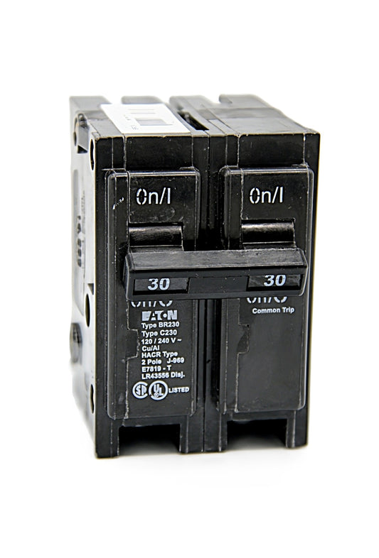 Eaton BR230 Series 2-Pole Circuit Breaker 30 Amps on both poles 120/240V AC 10,000 AIC Push-On