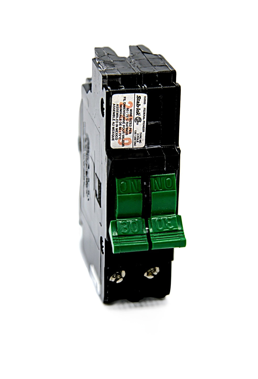 Federal Pioneer Stab-Lok NC230 Double-Pole 2-Pole Circuit Breaker NC Type 30 Amps on both poles 120/240V AC Push-On