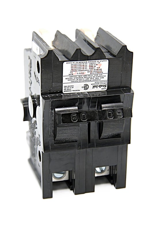 Federal Pioneer Stab-Lo NB260 Double-Pole Circuit Breaker AL Double-Pole (2-Pole) 60 Amps on both poles 120/240V AC Push-On