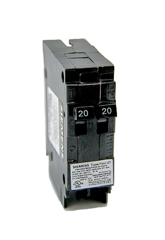 Siemens QT215 Double-Pole 2-Pole Circuit Breaker 20 Amps 120/240V AC Push-On