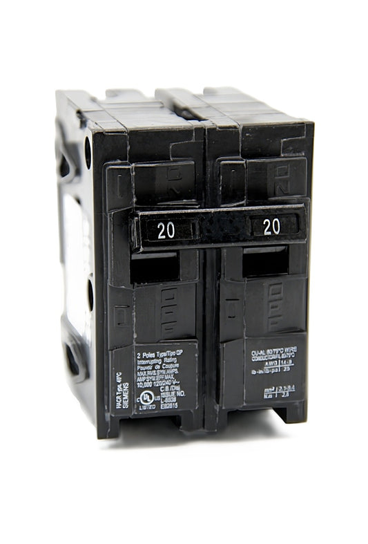 Siemens QP220 Circuit Breaker 2-Pole 20 Amps 120/240V AC Push-on
