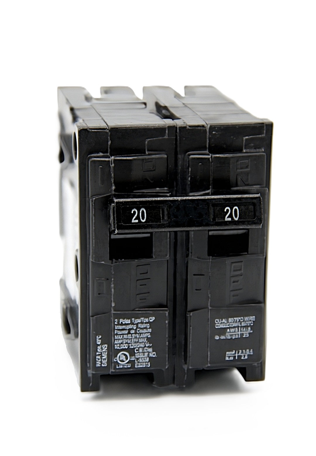 Siemens QP220 Circuit Breaker 2-Pole 20 Amps both poles 120/240V AC Push-On