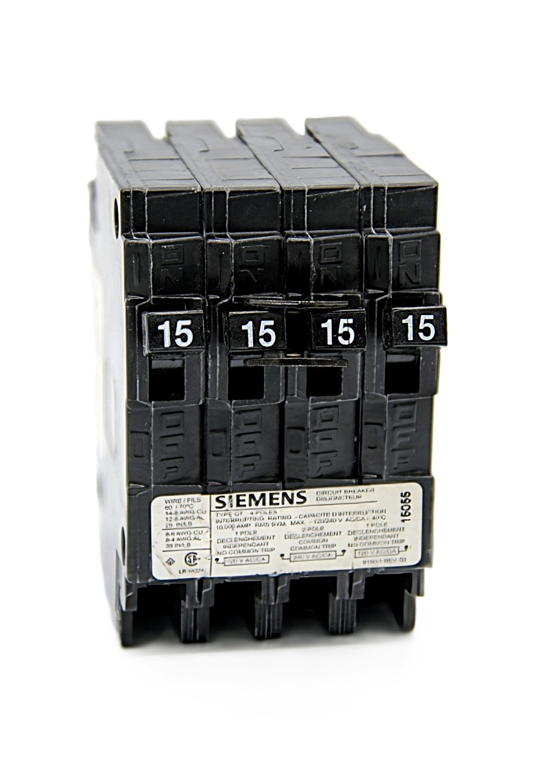 Siemens Q21515CTNC Circuit Breaker 4-Pole 15 Amps per pole 120/240V AC Push-On