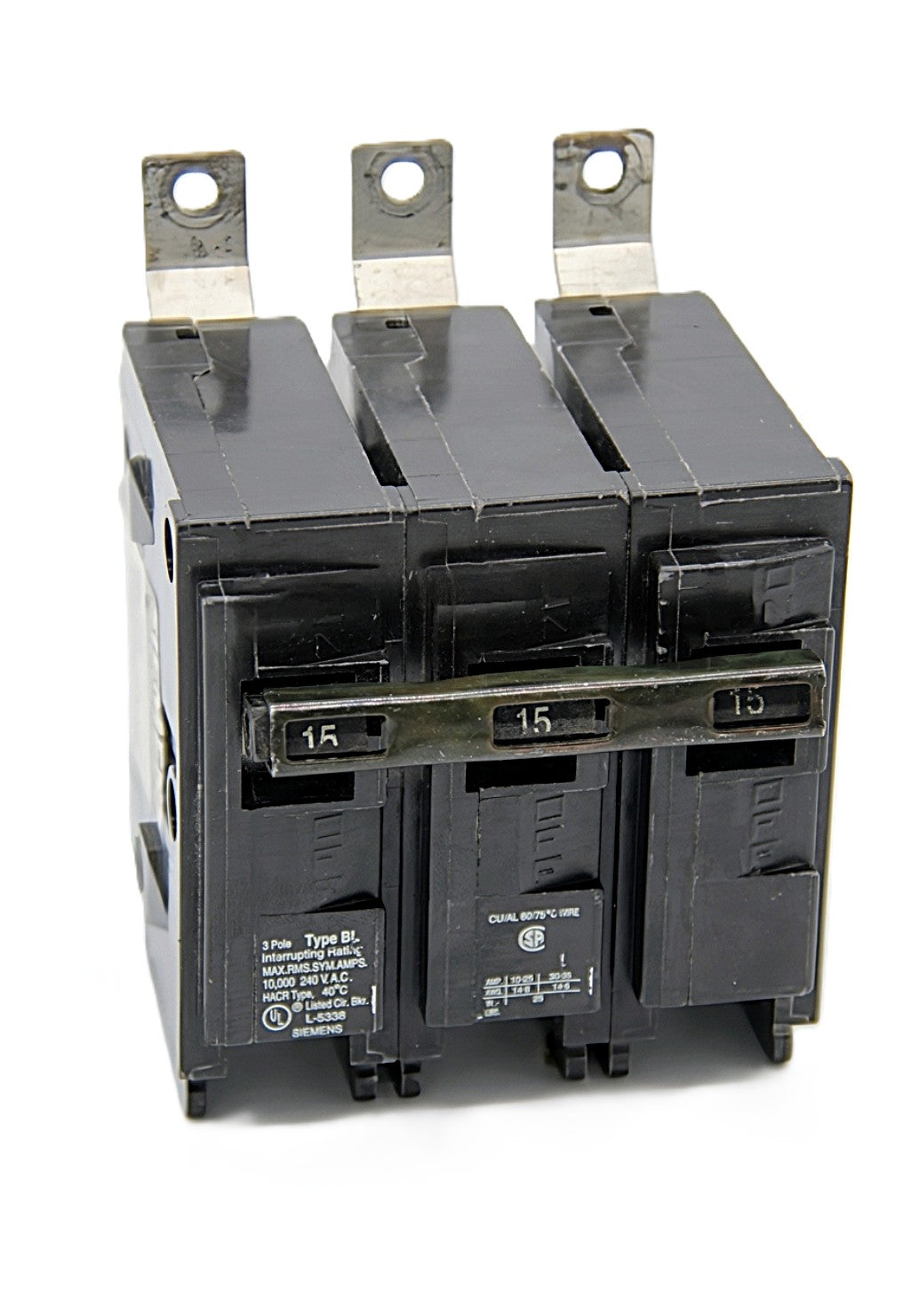 Siemens BL315 Circuit Breaker 3-Pole 15 Amps 240V AC Bolt-On