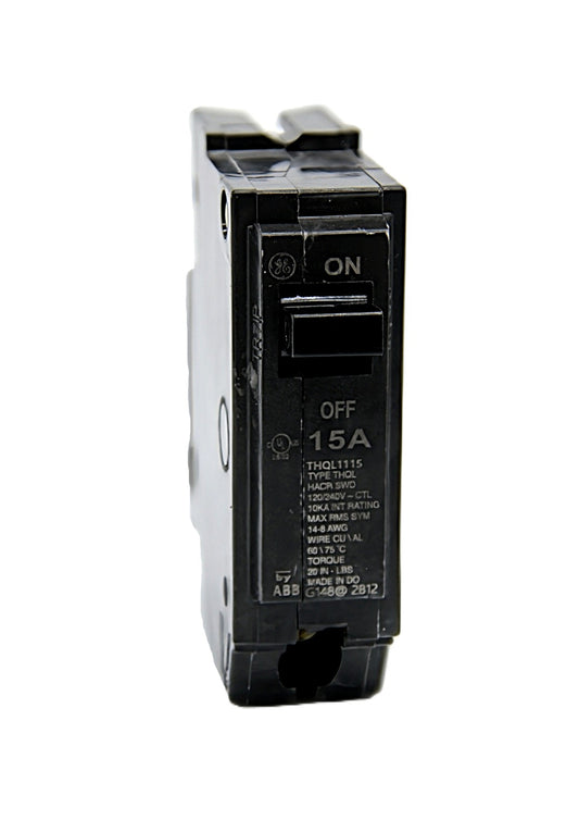 GE THQL1115 - 15A Single-Pole Circuit Breaker 120/240V AC Push-On