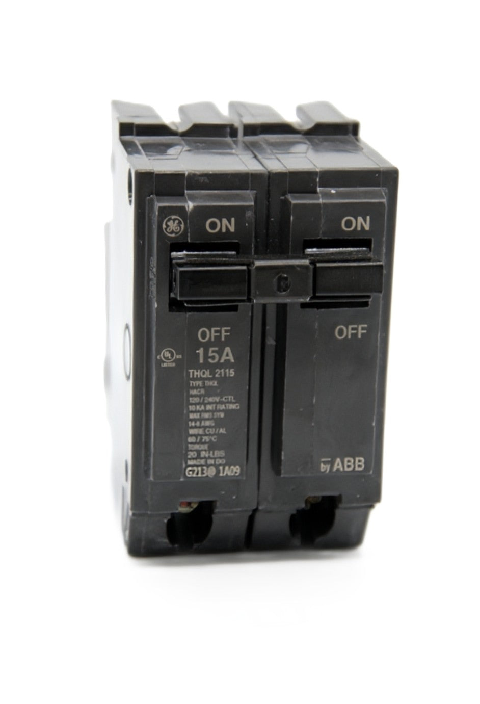 GE THQL2115 - 15A Double-Pole Circuit Breaker 120/240V AC Push-On