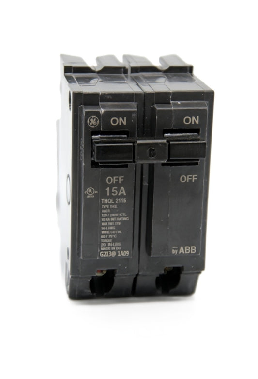GE THQL2115 - 15A Double-Pole Circuit Breaker 120/240V AC Push-On